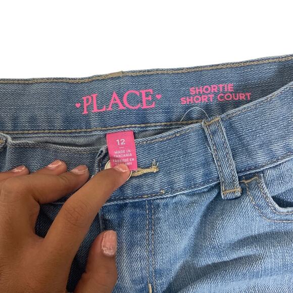 Children's Place Shortie Short Court Medium Wash Denim Blue Size 12 Girl - Picture 3 of 6